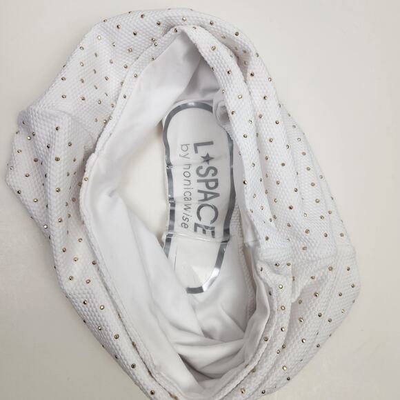 L*Space Bikini Set Kara Studded Bikini Top Bottom in White Size XS Triangle - Picture 7 of 8